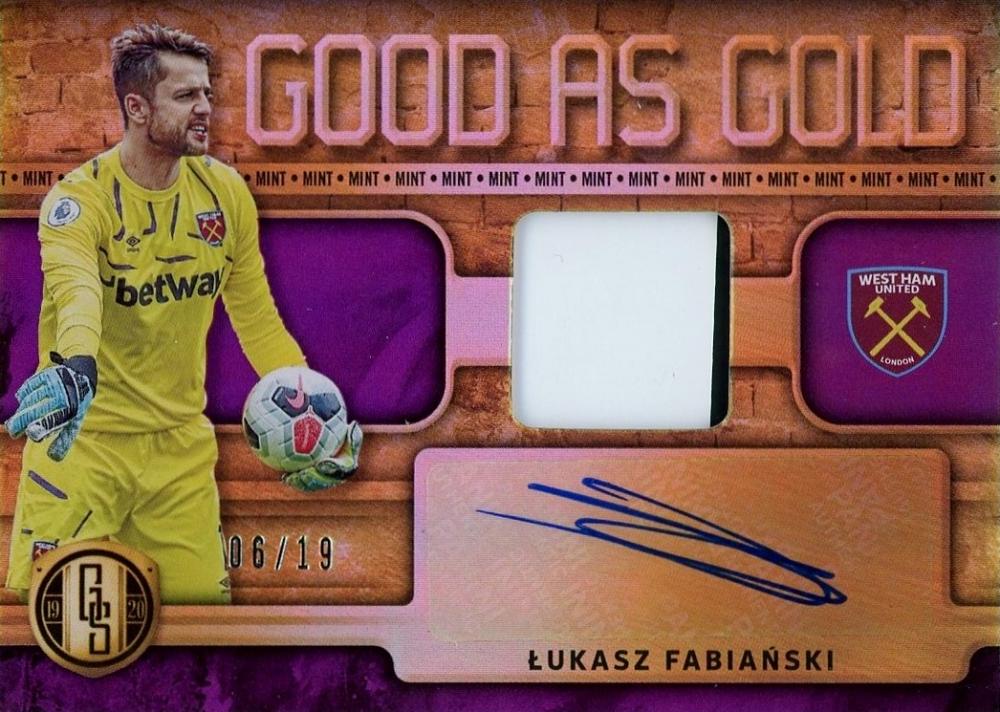 2019-20 Panini FIFA Gold Standard autographed Lukasz Fabianski memorabilia card numbered 27 mint condition