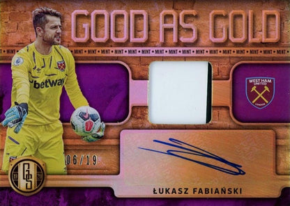 2019-20 Panini FIFA Gold Standard autographed Lukasz Fabianski memorabilia card numbered 27 mint condition