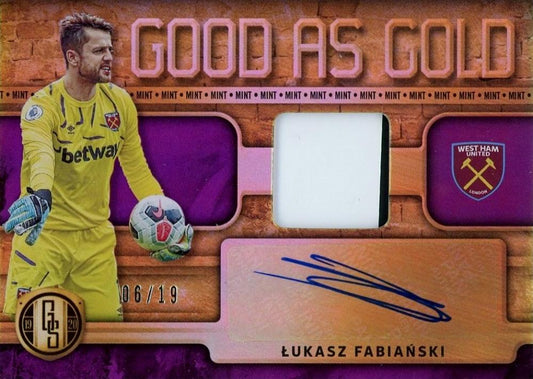 2019-20 Panini FIFA Gold Standard autographed Lukasz Fabianski memorabilia card numbered 27 mint condition
