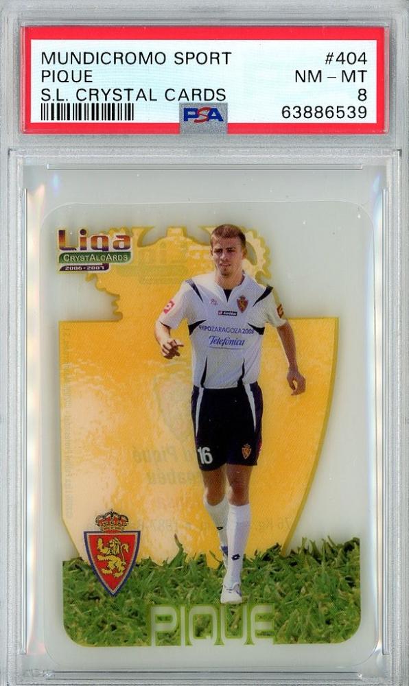 2006-07 Mundi Cromo Sport Gerard Pique Crystal Card RC #404 graded PSA8 sports trading card