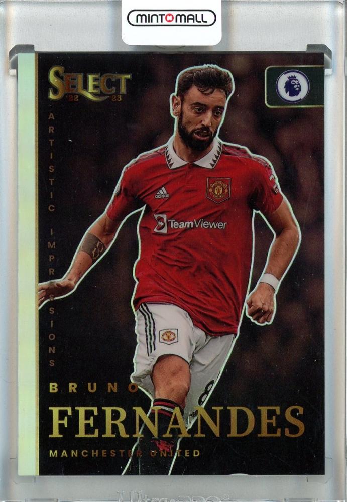 2022-23 Panini Select English Premier League Bruno Fernandes Artistic Impressions card with visible scratch