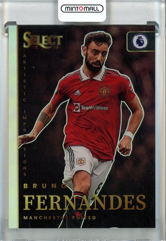 2022-23 Panini Select English Premier League Bruno Fernandes Artistic Impressions card with visible scratch