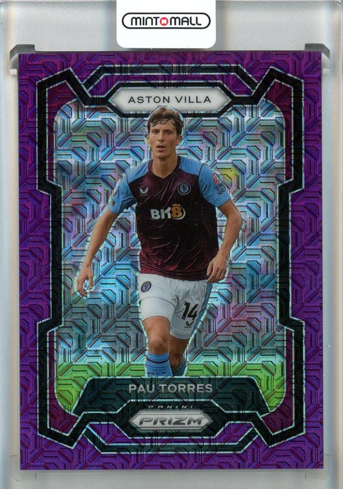 2023-24 Panini Prizm EPL Pau Torres Purple Mojo card serial #11921/25 featuring Aston Villa player