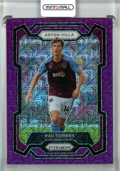 2023-24 Panini Prizm EPL Pau Torres Purple Mojo card serial #11921/25 featuring Aston Villa player