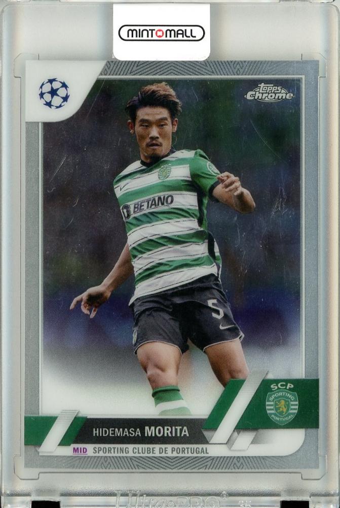 2022-23 Topps Chrome Uefa Club Competitions Hidemasa Morita Base trading card with slight wear
