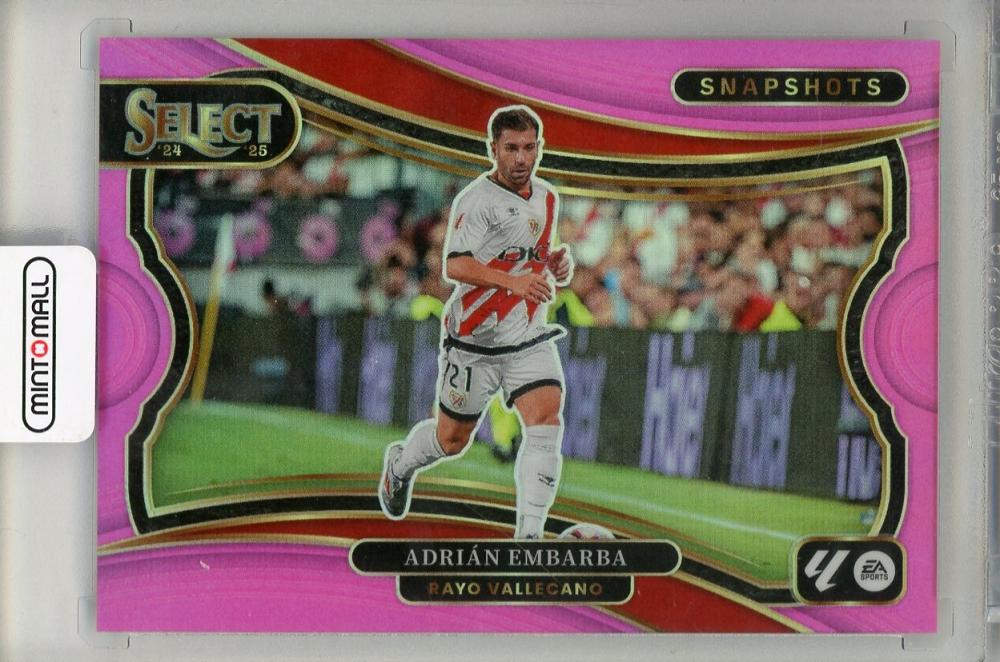 2024-25 PANINI SELECT Adrian Embarba Pink Snapshots trading card numbered 1102/25 from Rayo Vallecano