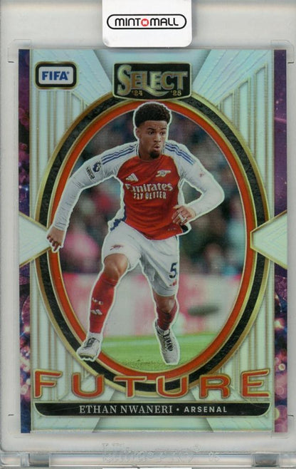 2024-25 PANINI SELECT Ethan Nwaneri Future Silver Prizm Arsenal #4 trading card in near-mint condition