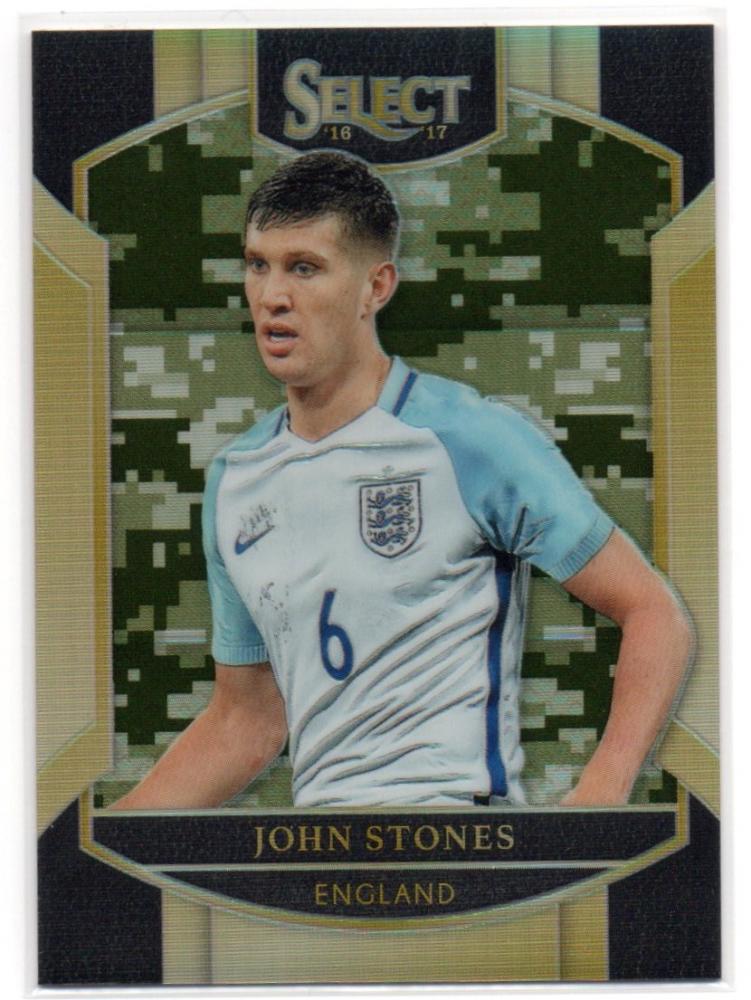 2016-17 PANINI Select Terrace Base Camo Parallels John Stones trading card serial 5 of 20 from England