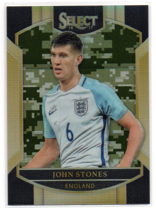 2016-17 PANINI Select Terrace Base Camo Parallels John Stones trading card serial 5 of 20 from England