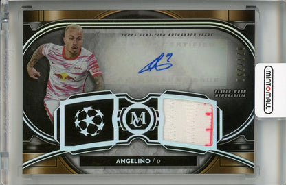 2021-22 TOPPS Museum Collection UEFA Champions League RB Leipzig Angelino autograph relic card numbered 27 of 250