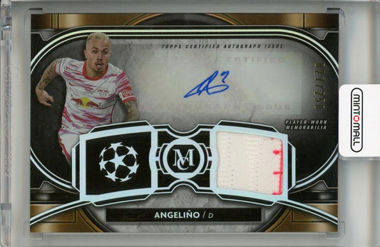 2021-22 TOPPS Museum Collection UEFA Champions League RB Leipzig Angelino autograph relic card numbered 27 of 250