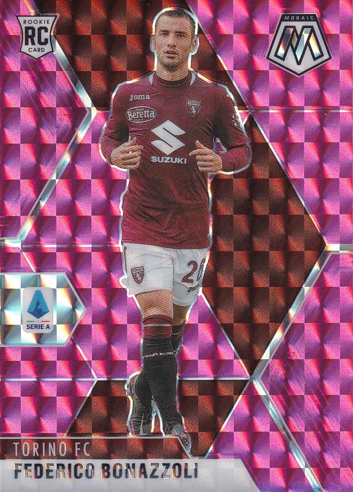 2020-21 Panini Mosaic Serie A Torino FC Federico Bonazzoli Pink Base Parallel trading card 14 of 25