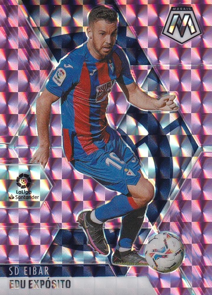 2020-21 Panini Mosaic La Liga SD Eibar Edu Exposito Base Purple trading card numbered 15 out of 49