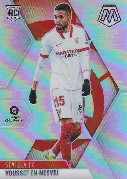 2020-21 Panini Mosaic La Liga trading card of Sevilla FC Youssef En-Nesyri Base Silver parallel version