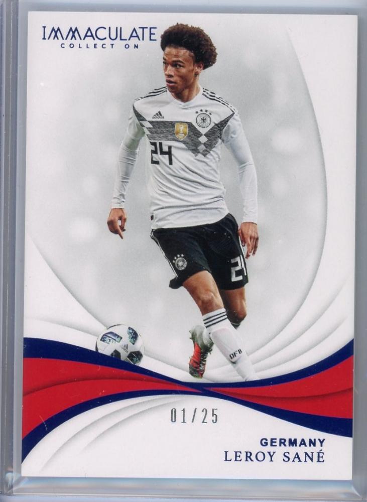 2018-19 Panini Immaculate Collection Germany Leroy Sane Base Sapphire card numbered 01 of 25