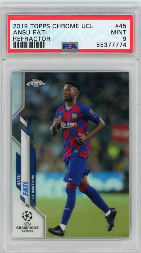 2019-20 Topps Chrome UEFA Champions League FC Barcelona Ansu Fati Base Refractor PSA certified card