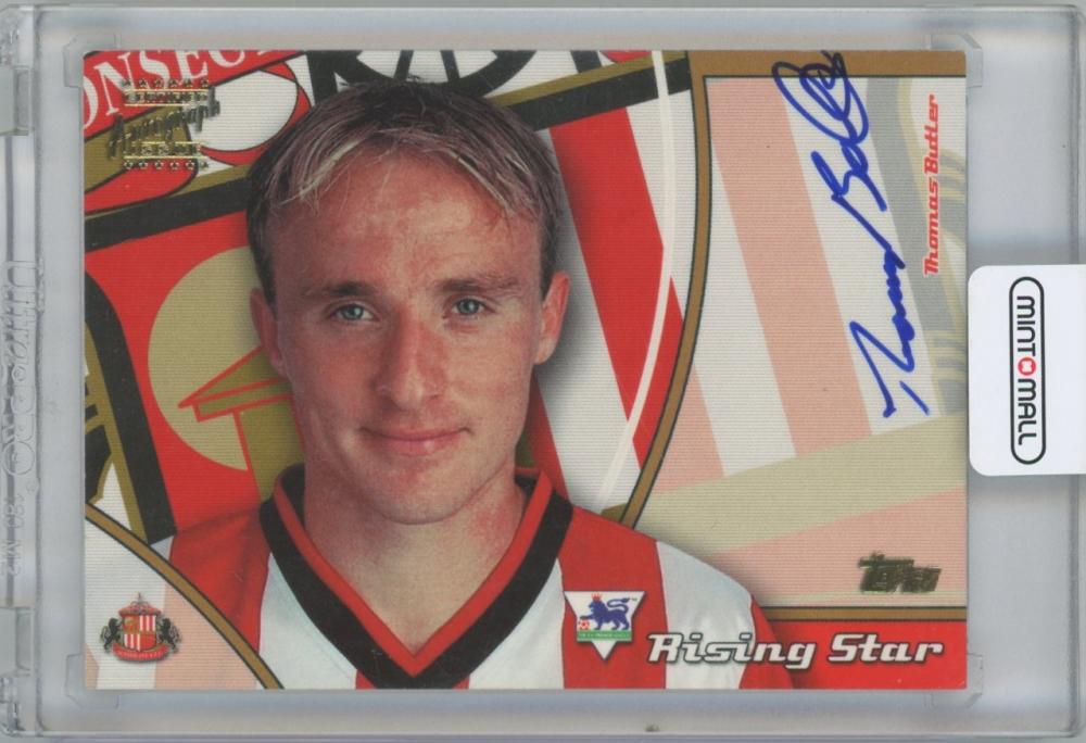 2002-03 TOPPS Premier Gold England Rising Star Autographs card featuring Thomas Butler from Sunderland