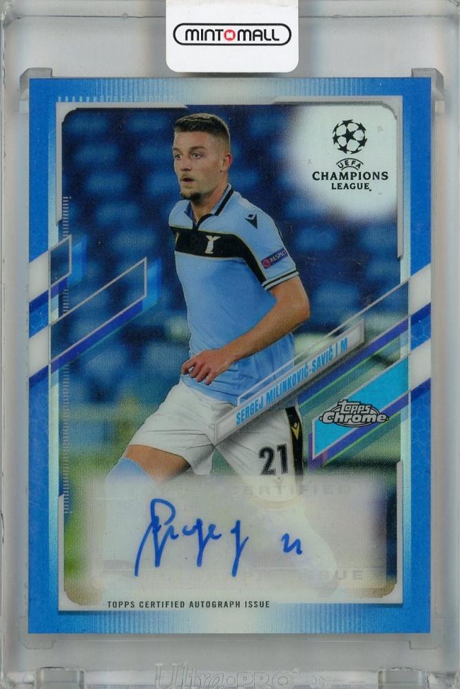 2020-21 Topps Chrome UEFA Champions League Sergej Milinkovic-Savic Blue Refractor Autograph card #CA-SMS