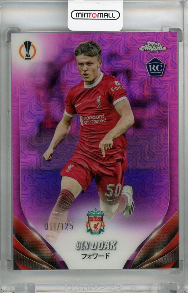 2023-24 Topps UEFA Champions League Japan Edition Ben Doak Fuchsia Mojo Refractors card #177 serial 011/125 Liverpool FC