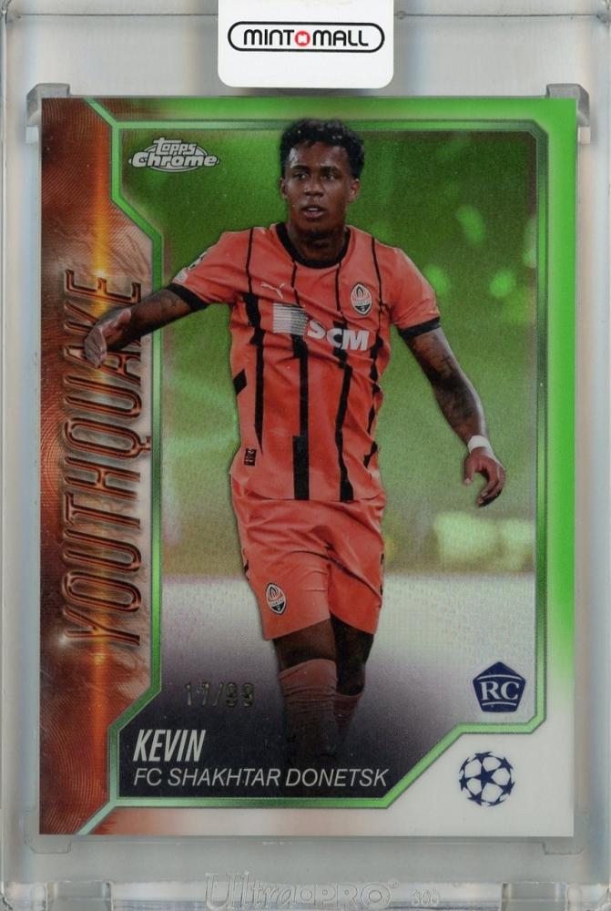 2024-25 Topps Chrome UEFA Club Competitions Kevin Youthquake Neon Green Refractors card RC17/99 for FC Shakhtar Donetsk