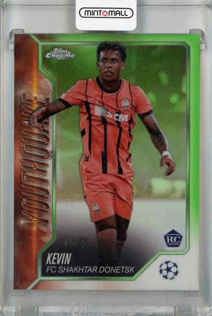2024-25 Topps Chrome UEFA Club Competitions Kevin Youthquake Neon Green Refractors card RC17/99 for FC Shakhtar Donetsk