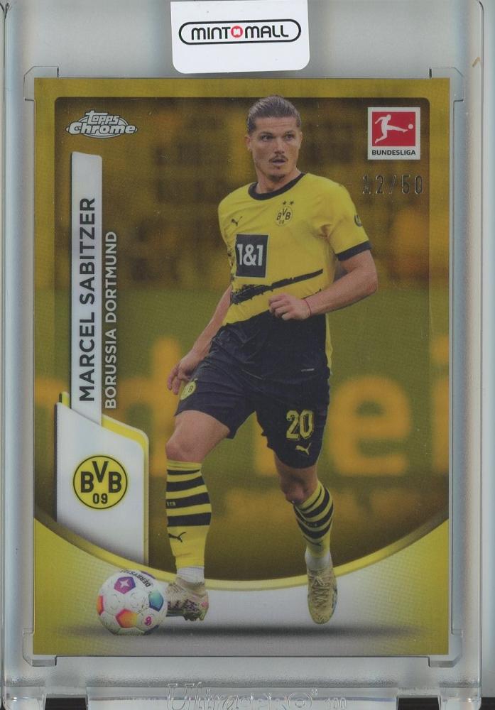 2023-24 TOPPS CHROME BUNDESLIGA SOCCER Marcel Sabitzer Base Gold Refractors trading card #2412/50 Borussia Dortmund