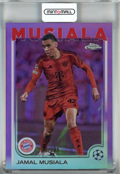 2024-25 Topps Chrome UEFA Club Competitions Jamal Musiala Violet Refractors trading card #42182/299