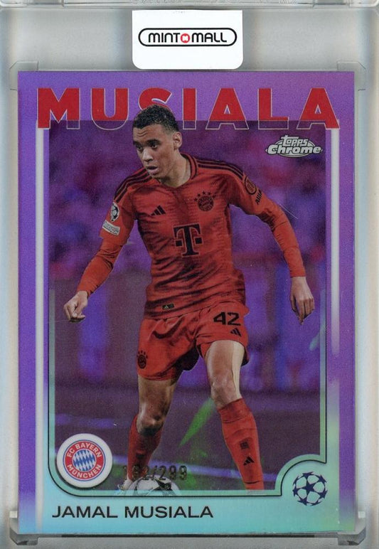 2024-25 Topps Chrome UEFA Club Competitions Jamal Musiala Violet Refractors trading card #42182/299