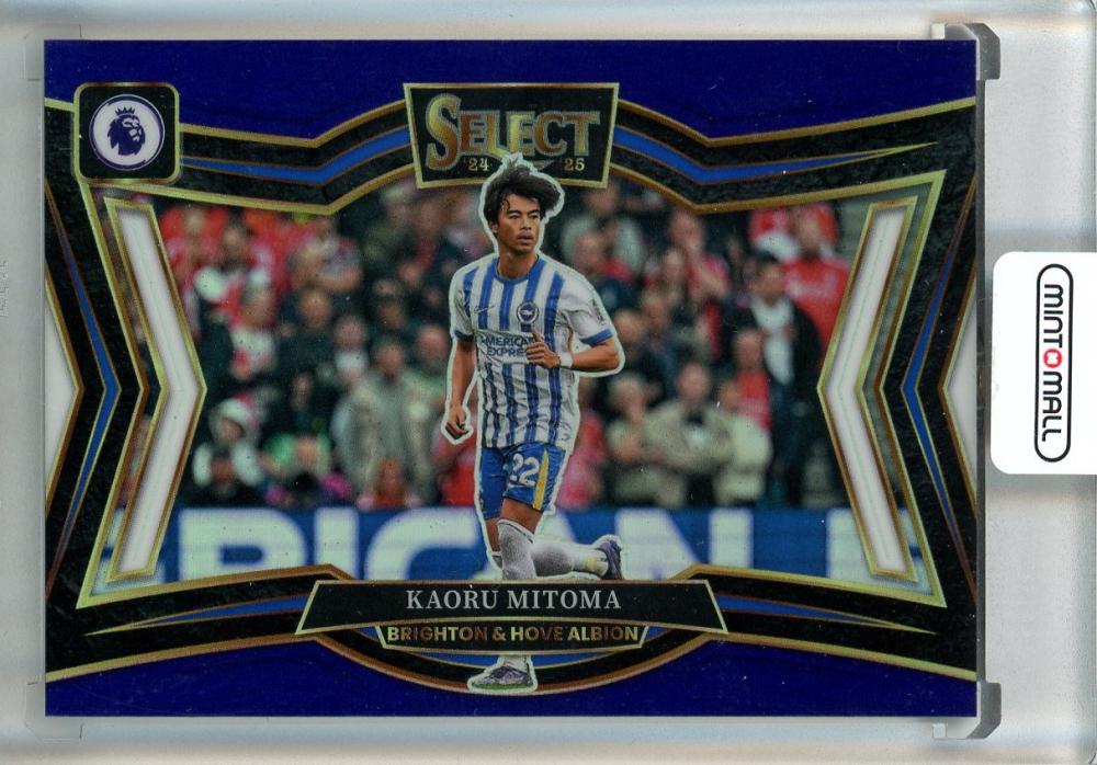 2024-25 Select English Premier League Kaoru Mitoma Blue #208 trading card featuring Brighton & Hove Albion