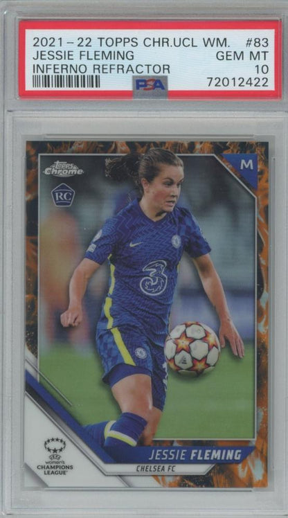 2021-22 Topps Chrome UEFA Woman trading card showing player image and Topps branding