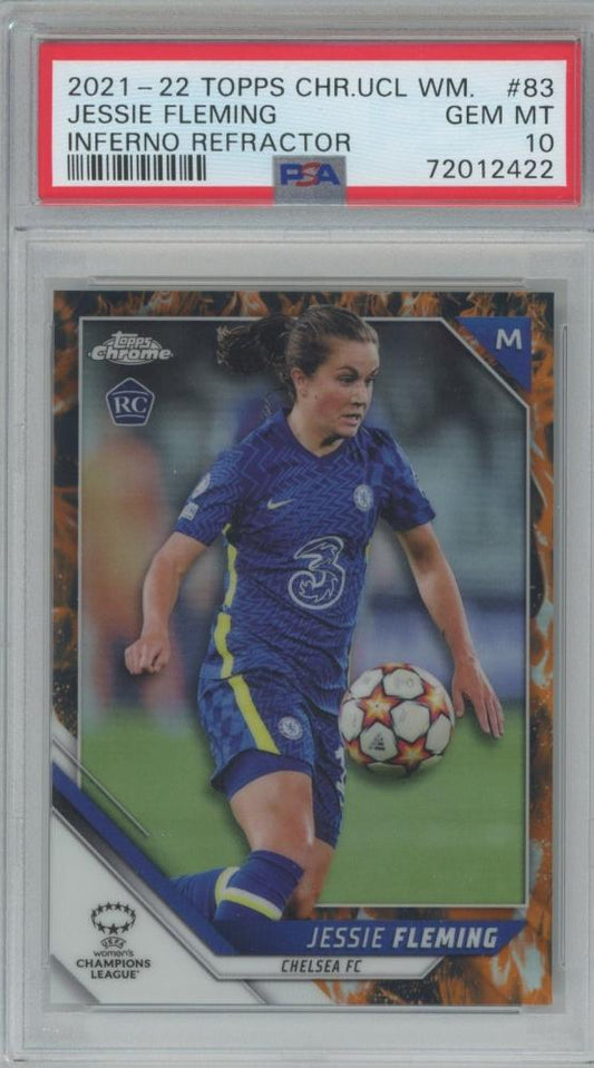 2021-22 Topps Chrome UEFA Woman trading card showing player image and Topps branding