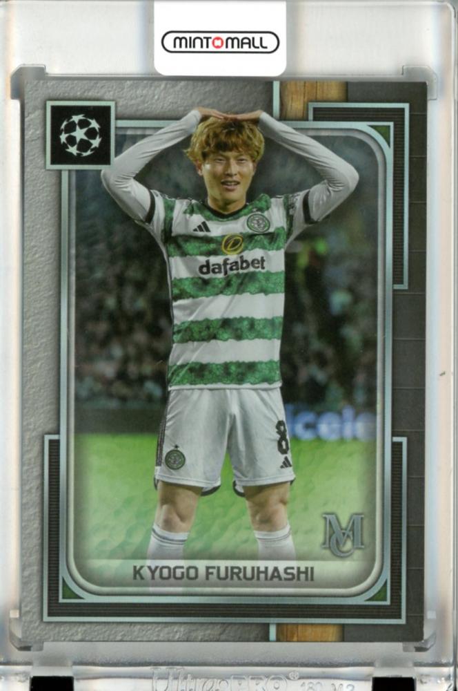 2023-24 Topps Museum Collection trading card featuring Kyogo Furuhashi #35 with minor stain on back