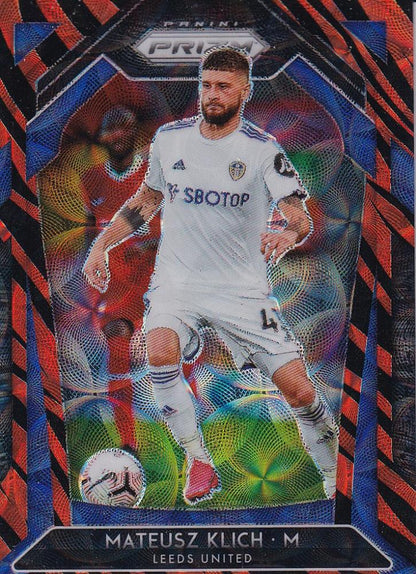 2020-21 Panini Prizm Premier League Mateusz Klich Leeds United Base Tiger Stripe parallel card