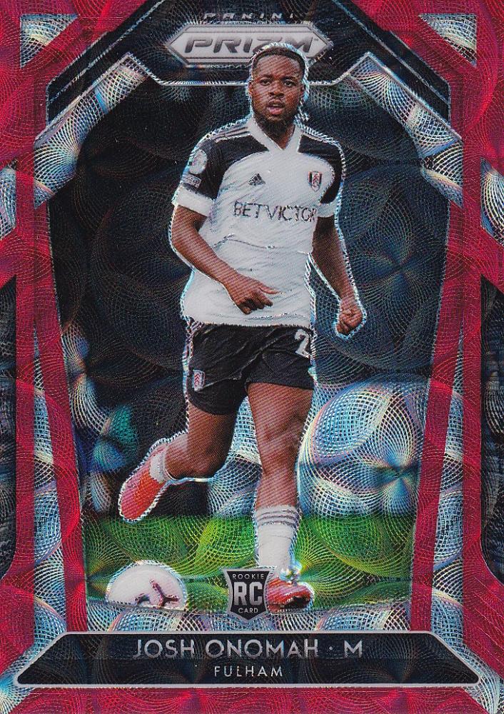 2020-21 Panini Prizm Premier League Choice Fulham Josh Onomah Base Red parallel card serial 02/29