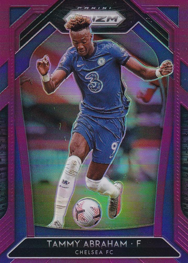 2020-21 Panini Prizm Premier League Tammy Abraham Chelsea FC Base Purple serial numbered 02/99 trading card