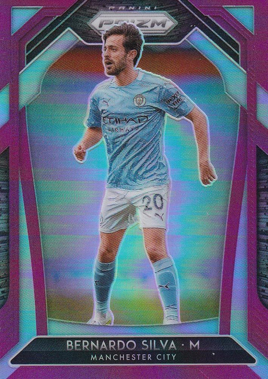 2020-21 Panini Prizm Premier League Bernardo Silva Manchester City purple base parallel card numbered 17 of 99