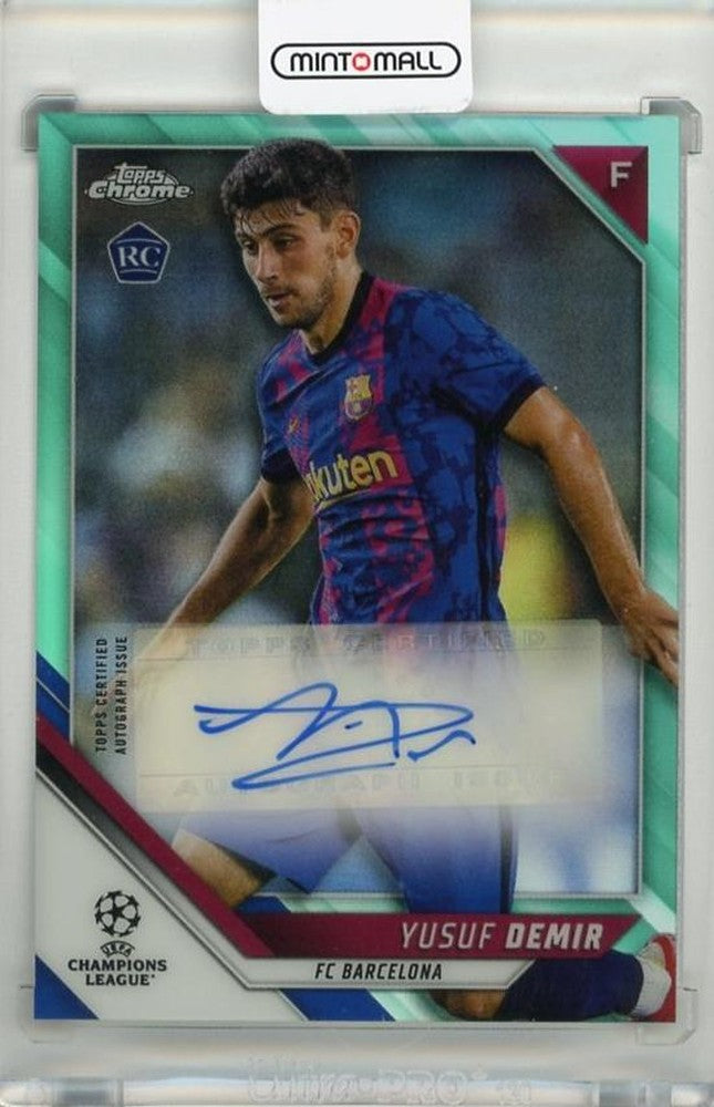 2021-22 Topps Chrome UEFA Champions League Yusuf Demir Autographs Aqua Refractors RC card serial #CAYD172/199