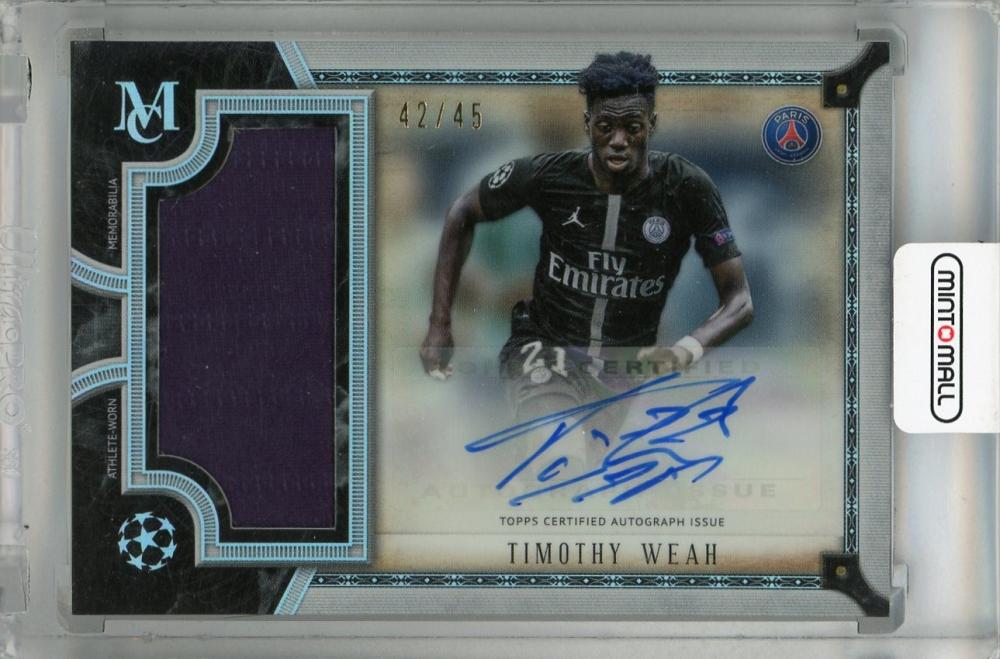2018-19 Topps Museum Collection UEFA Champions League Timothy Weah autograph jumbo relics card #AJR-TW