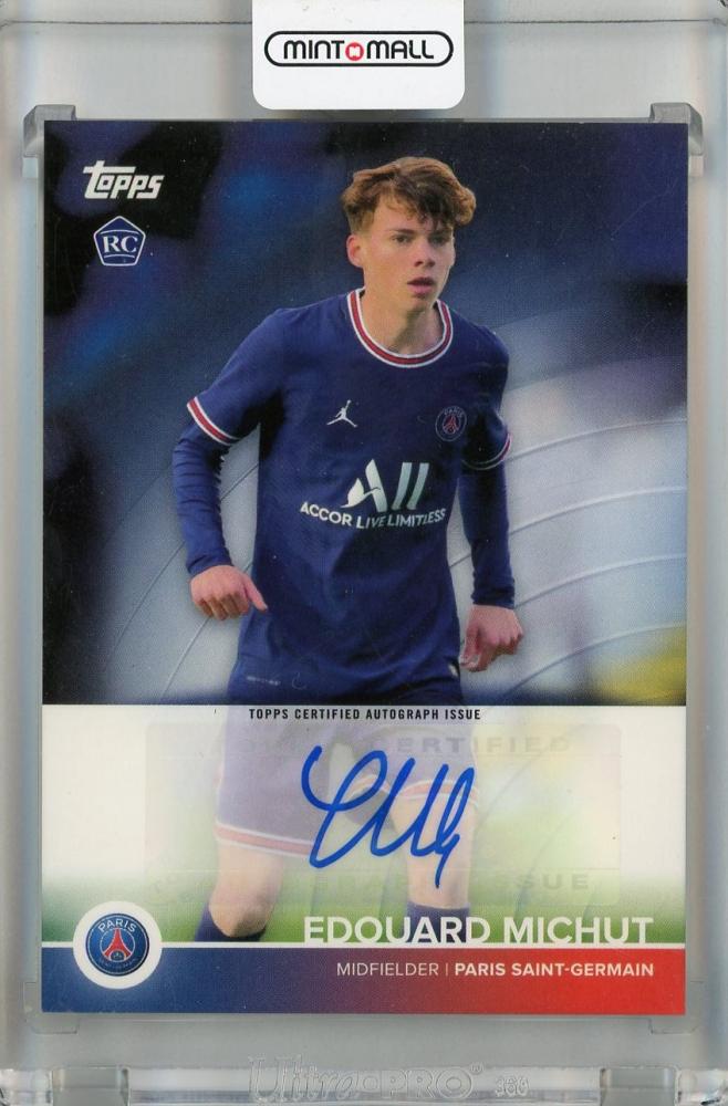 2021-22 Topps Paris Saint-Germain Edouard Michut Autograph rookie card with minor corner crease