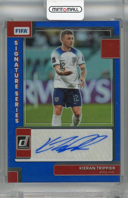2022-23 Panini Donruss Soccer FIFA Kieran Trippier Signature Series Blue autograph card #33 serial 42/49