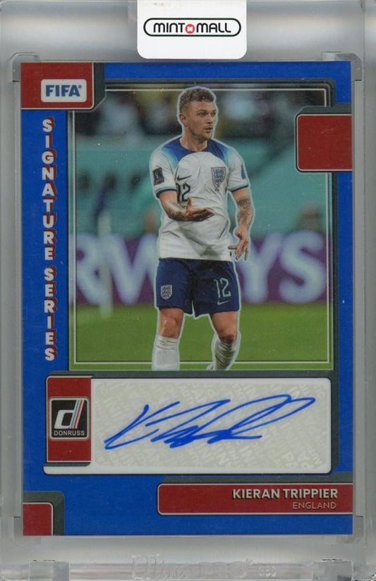 2022-23 Panini Donruss Soccer FIFA Kieran Trippier Signature Series Blue autograph card #33 serial 42/49