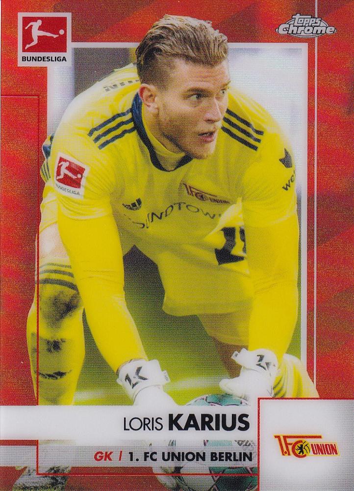 2020-21 Topps Chrome Bundesliga Loris Karius Union Berlin football trading card orange border 25 of 25