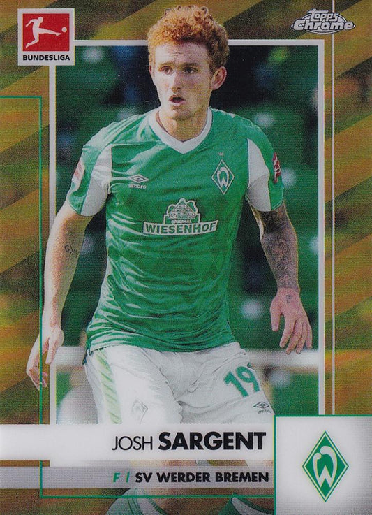2020-21 Topps Chrome Bundesliga Josh Sargent SV Werder Bremen Base Gold parallel card numbered 26 of 50