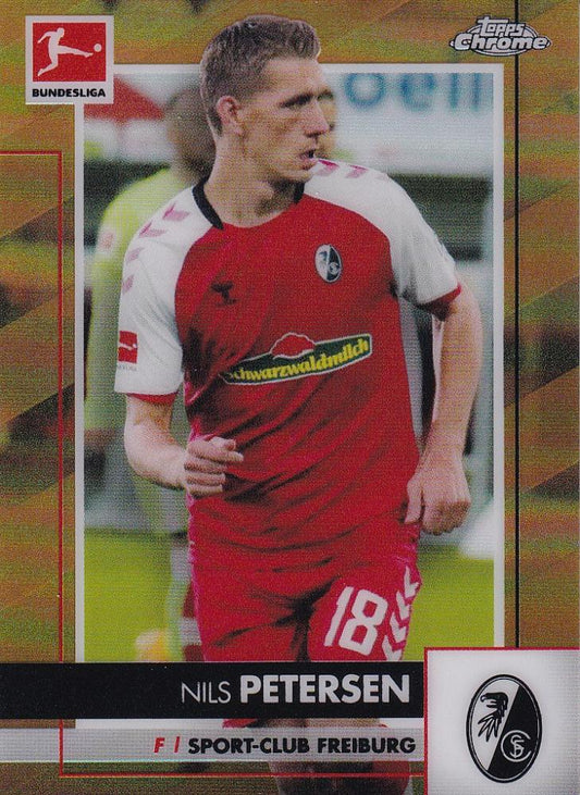 2020-21 Topps Chrome Bundesliga Nils Petersen Sport-Club Freiburg Gold Parallel card serial number 22 of 50