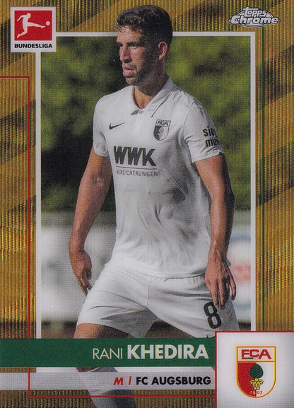 2020-21 Topps Chrome Bundesliga FC Augsburg player Rani Khedira Gold Wave parallel card numbered 05 of 50