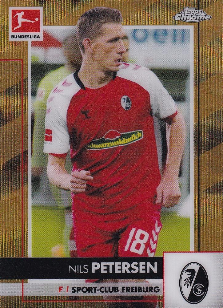 2020-21 Topps Chrome Bundesliga Nils Petersen Sport-Club Freiburg Gold Wave parallel card numbered 29 of 50