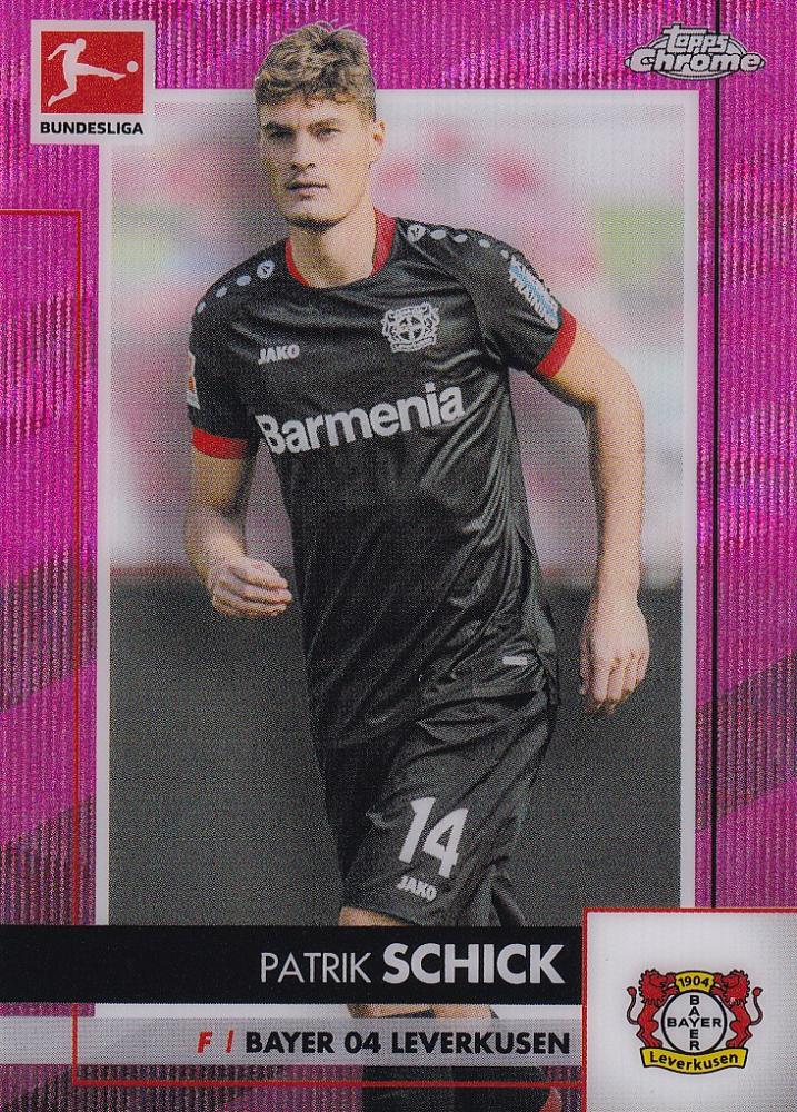 2020-21 Topps Chrome Bundesliga Patrik Schick Bayer 04 Leverkusen Base Pink Wave Parallel card number 42/75