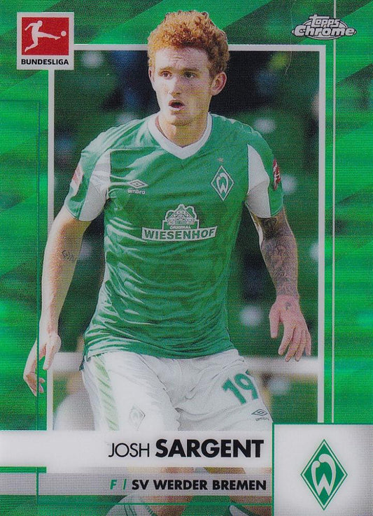 2020-21 Topps Chrome Bundesliga Josh Sargent SV Werder Bremen Base Green parallel card serial 51 of 99
