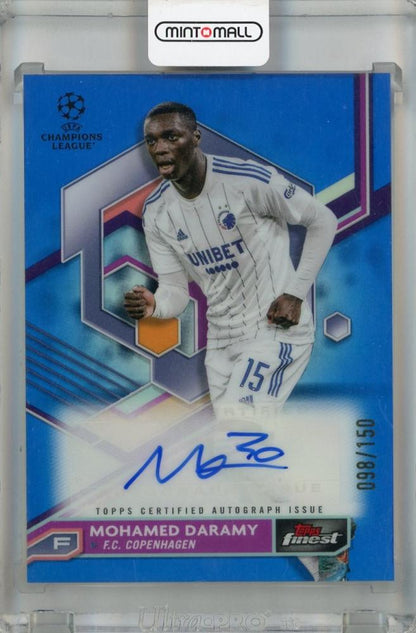 2022-23 Topps Finest UEFA Club Competitions Mohamed Daramy Base Autograph Blue card #A-MD098/150 F.C. Copenhagen with autograph