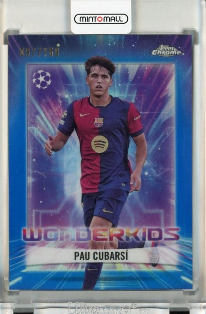 2024-25 Topps Chrome UEFA Club Competitions Pau Cubarsi Wonderkids Blue Refractors card #WK13087/150